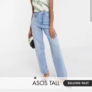 ASOS Tall high rise relaxed dad jeans mid wash
